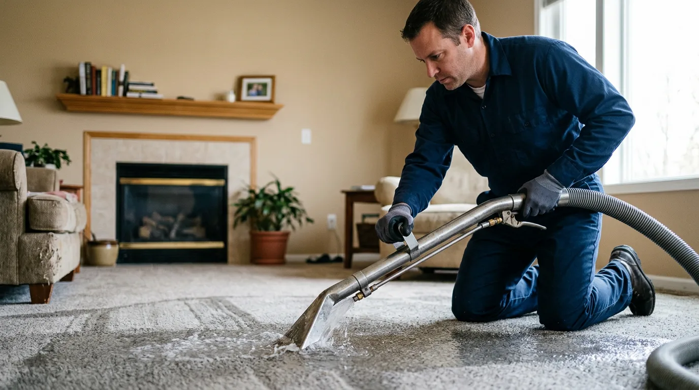 Water damage restoration technician working near Peterstown, WV